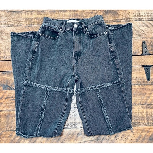 Pacsun Denim Jean Girls Women SZ 24- Color Black Gray Piece-High Rise Patch - Picture 2 of 8